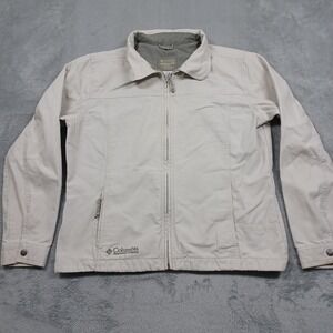 Vintage Columbia Jacket Womens Large Beige Full Zip Pockets Outdoor Casual